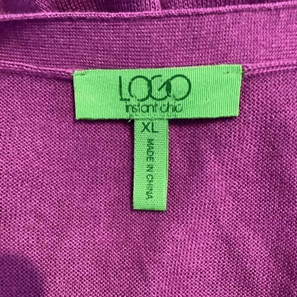 LOGO Lori Goldstein Cardigan Sweater Size XL Purple - Picture 6 of 7